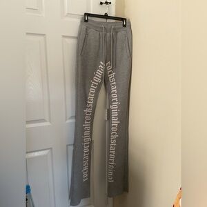 Gray Rockstar Original stacked Sweatpants with White Text